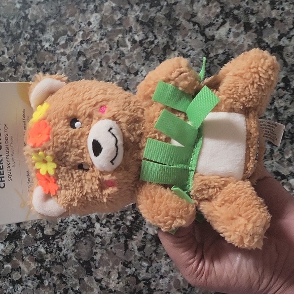 Zippy Paws Cheeky Chumz Squeaky Plush Dog Toy new w tags HULA teddy bear fabric - Picture 7 of 7